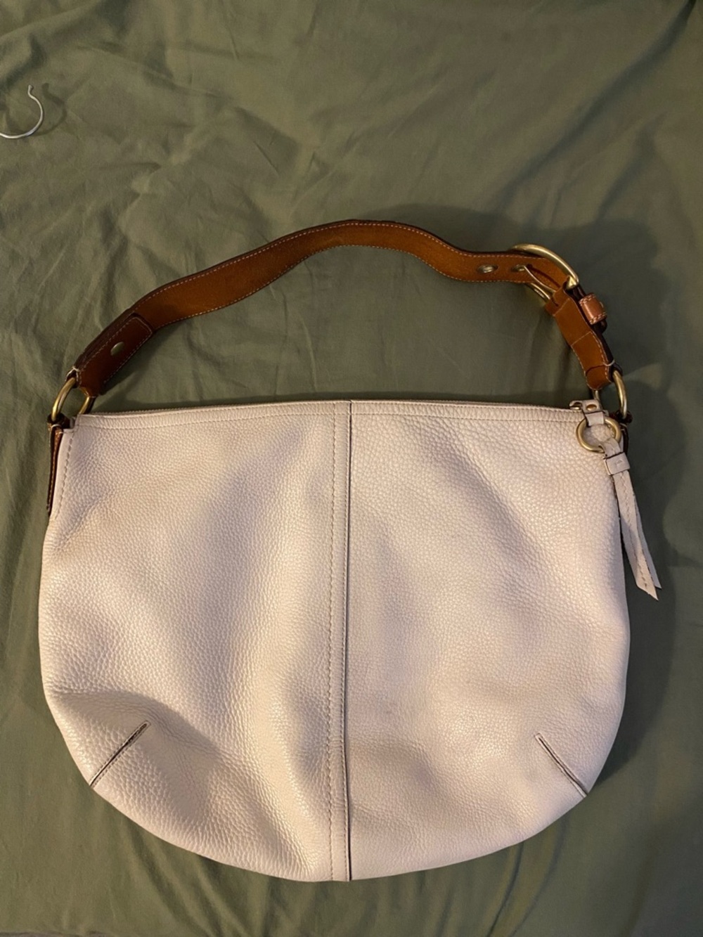 Coach White Pebbled Leather Hobo Shoulder Bag Style 11839